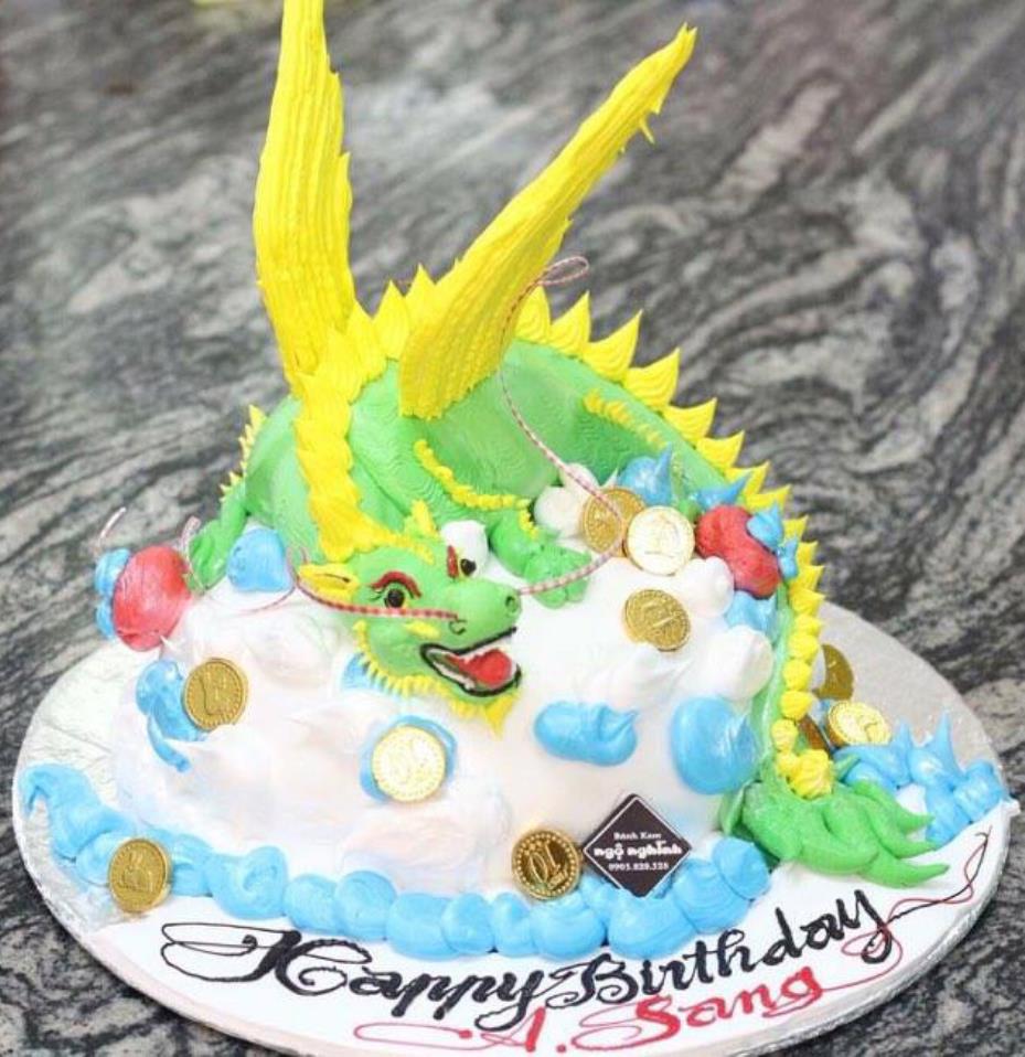 Bánh kem 12 con giáp 2016 hình chú rồng có cánh mừng sinh nhật ...