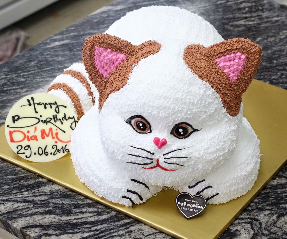 Bánh kem ngộ nghĩnh tuổi con mèo in hình 3D độc lạ dễ thương thôi ...