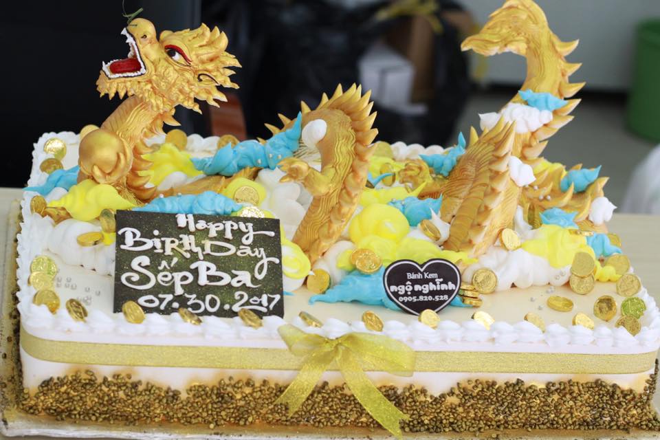 Bánh sinh nhật mặn vẽ hình rồng - Happy birthday Hà Mã cha MS1240 - Bánh  sinh nhật bông lan trứng muối Tp. HCM
