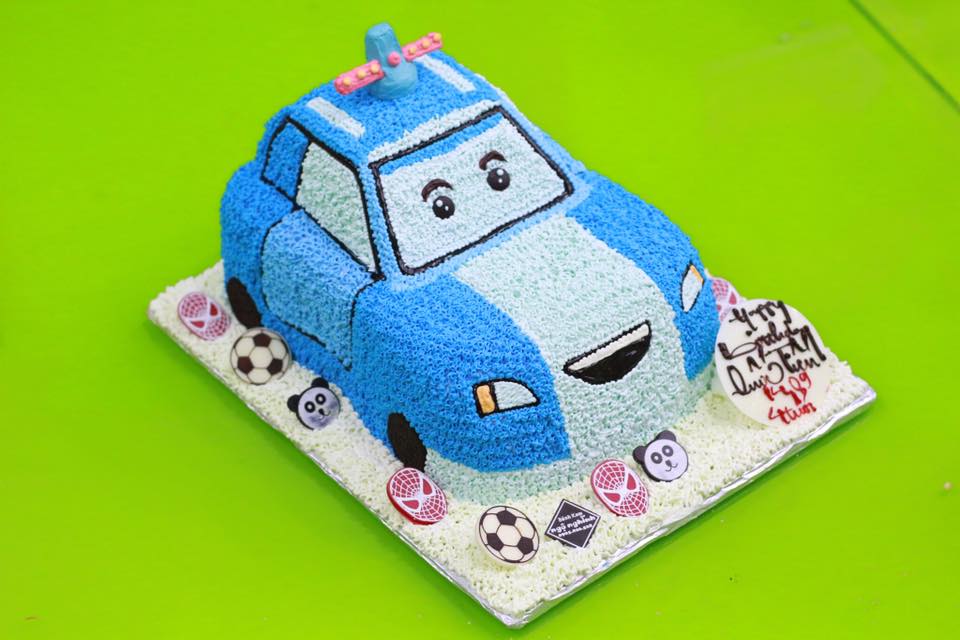 Bánh sinh nhật tạo xe cảnh sát 3D màu xanh trang trí ngộ nghĩnh tặng bé  trai | Bánh Kem Ngộ Nghĩnh