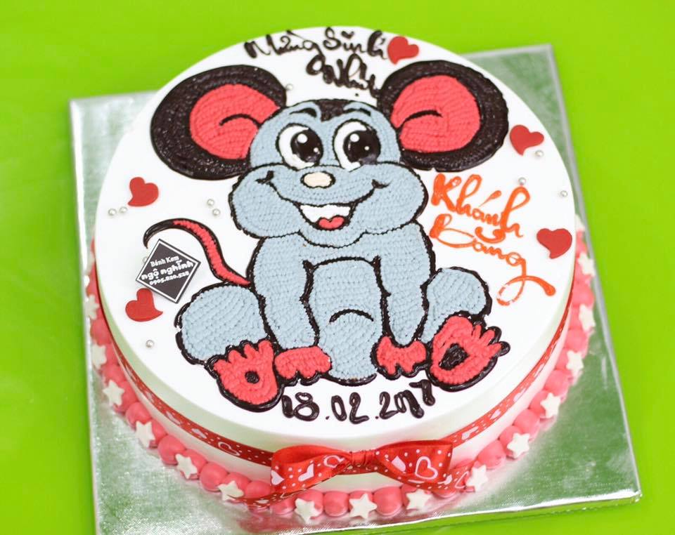 Bánh sinh nhật tuổi chuột vẽ hình