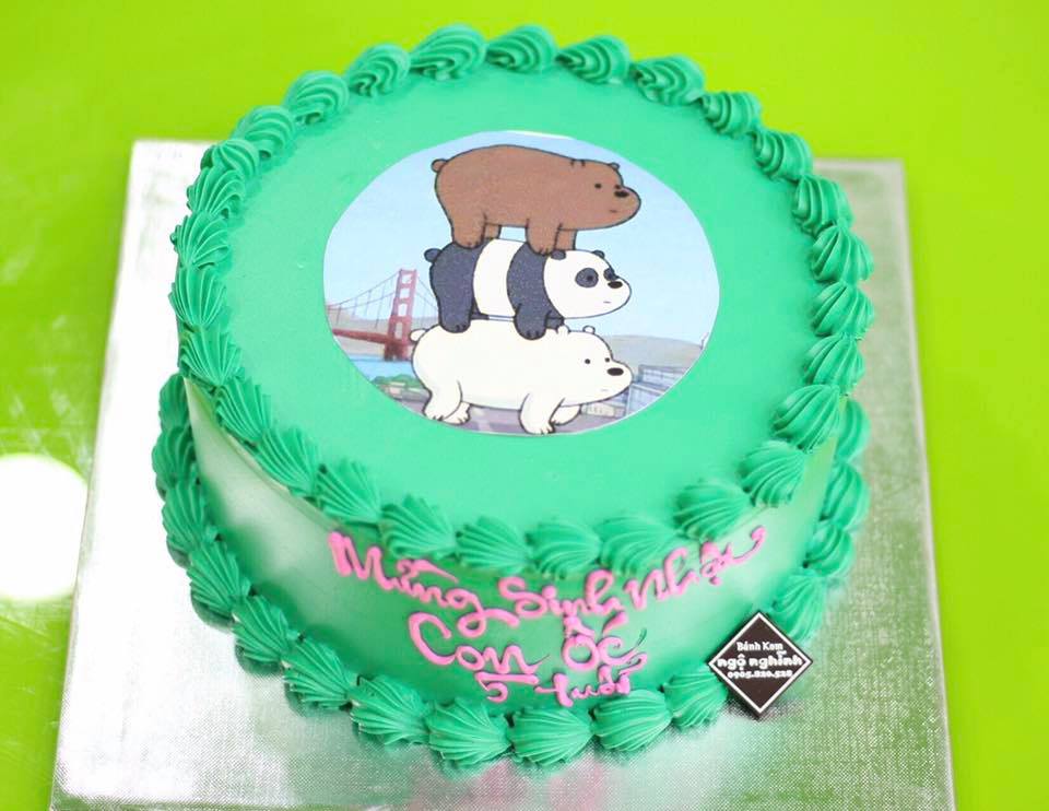 Bánh kem sinh nhật tròn xanh vẽ hình 3 chú gấu con siêu đáng yêu tặng bé  trai độc lạ | Bánh Kem Ngộ Nghĩnh