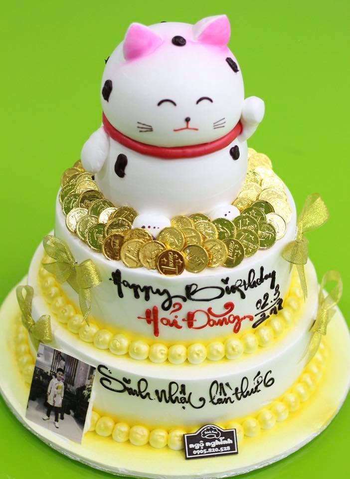Bánh kem sinh nhật 2 tầng tạo hình con mèo tuổi mẹo in hình dễ thương tặng  bạn trai | Bánh Kem Ngộ Nghĩnh