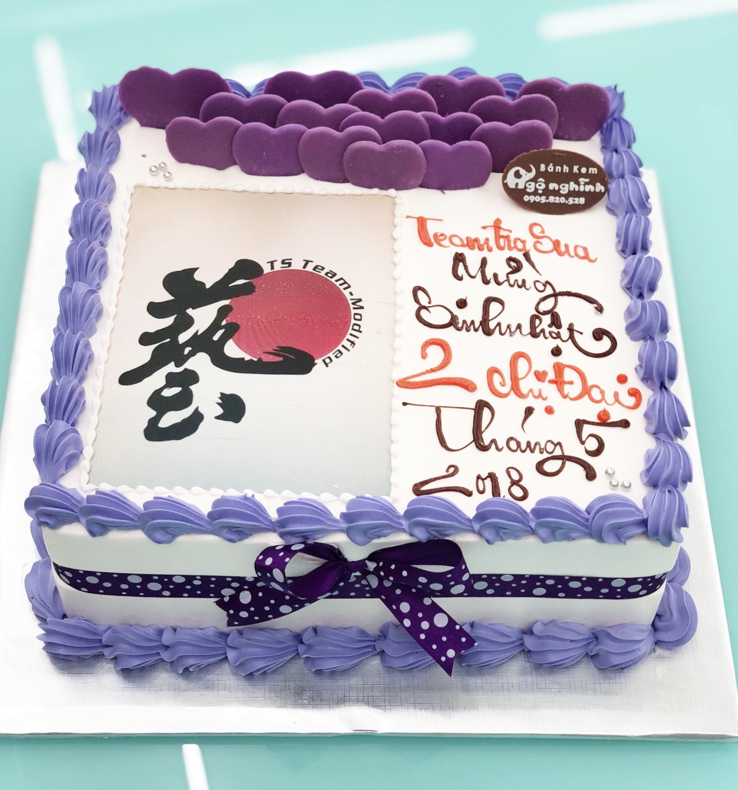 Bánh kem sinh nhật in hình logo công ty đẹp sang trọng mừng sinh ...