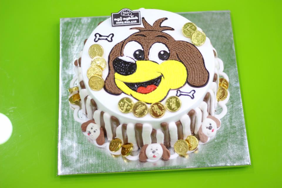Bánh sinh nhật vẽ hình con chó dễ thương cho bé tuổi tuất MS V0057  Tiệm  Bánh Chon Chon