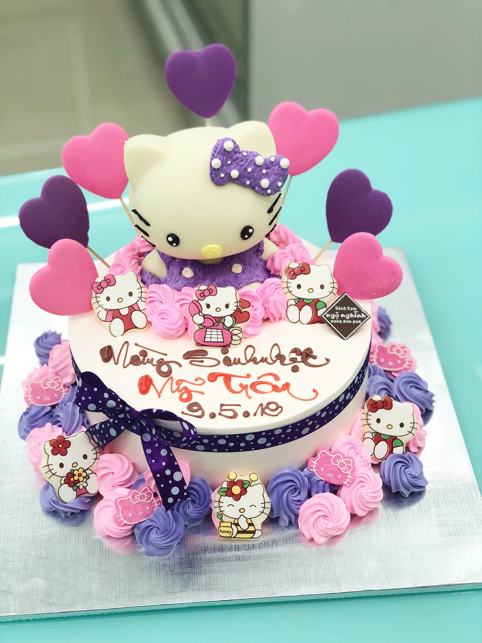Bánh Sinh Nhật Tạo Hình 3D Mèo Hello Kitty Màu Tím Siêu Dễ Thương Tặng Bé  Gái | Bánh Kem Ngộ Nghĩnh