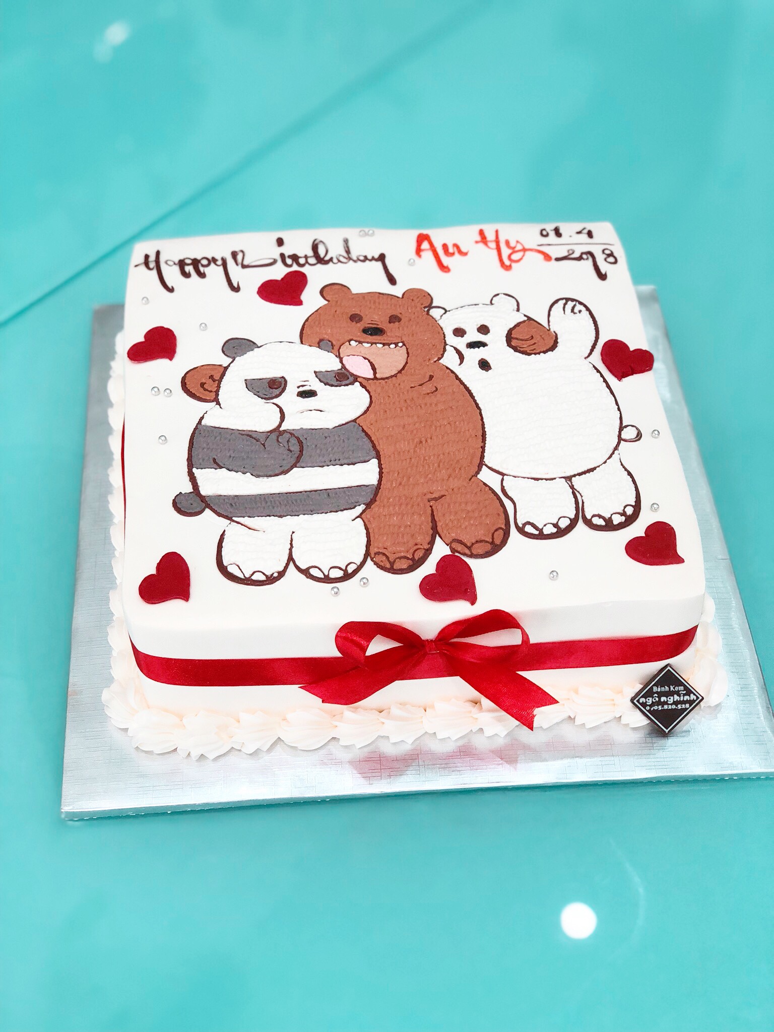 Bánh sinh nhật vẽ hình 3 chú gấu siêu dễ thương ngộ nghĩnh tặng bé An Hy |  Bánh Kem Ngộ Nghĩnh