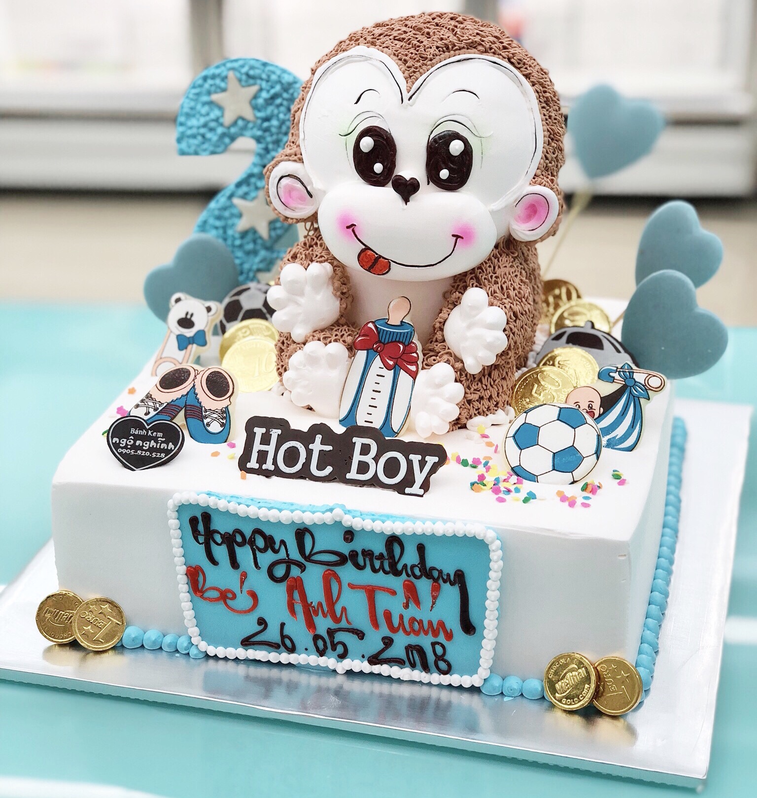 Bánh kem sinh nhật thiết kế 3d con khỉ tuổi thân dễ thương đáng yêu đáng  yêu ngộ nghĩnh
