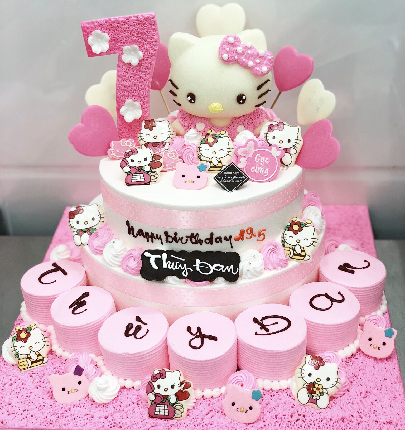 Bánh sinh nhật vẽ hình mặt hello kitty màu hồng đẹp mắt đáng yêu  Bánh Kem  Ngộ Nghĩnh