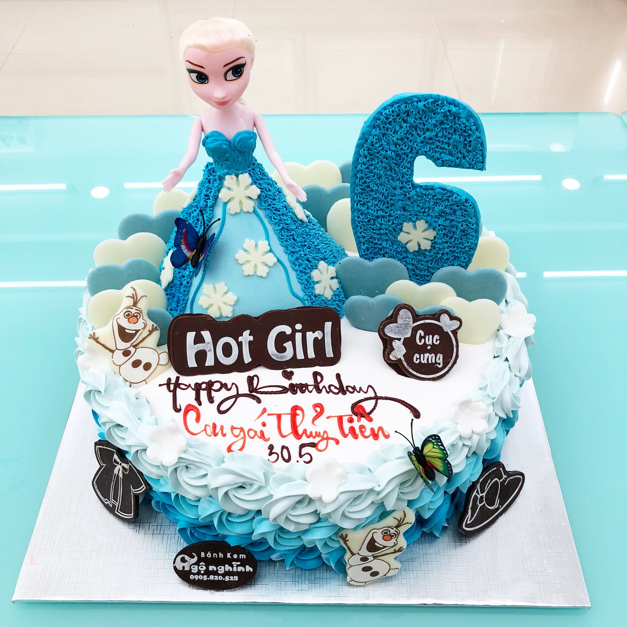 Bánh sinh nhật gắn công chúa chibi và số 6 trang trí dễ thương tặng bé gái   Bánh Kem Ngộ Nghĩnh