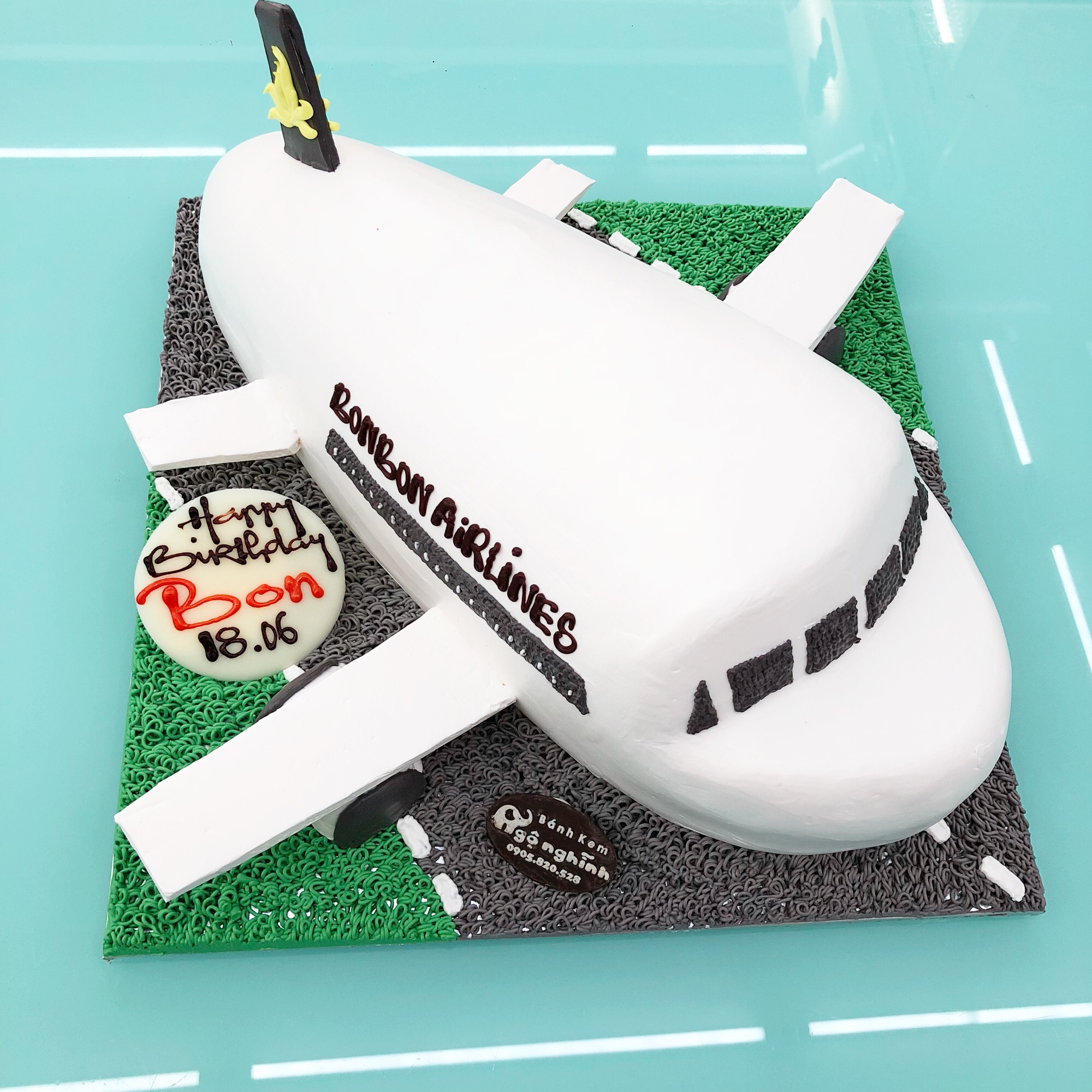 Bánh sinh nhật tạo hình 3d máy bay màu trắng đơn giản đẹp mắt tặng ...