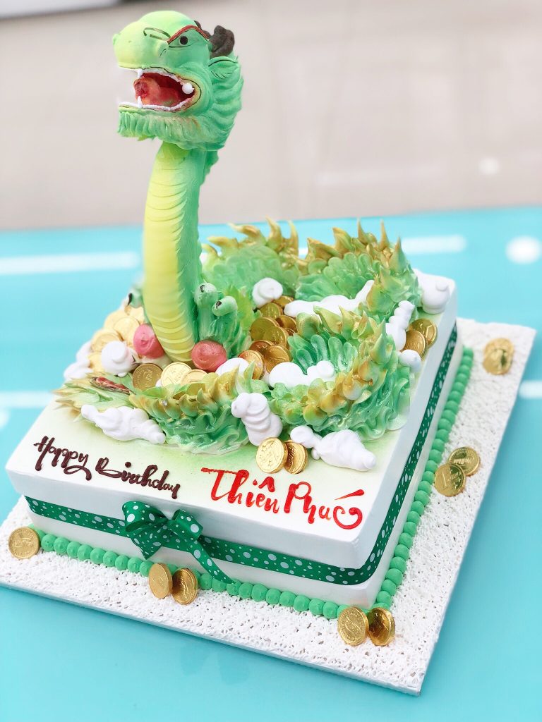 Bánh sinh nhật cho bạn bè tạo hình khủng long màu xanh (Mẫu 50955) -  FRIENDSHIP CAKES & GIFT