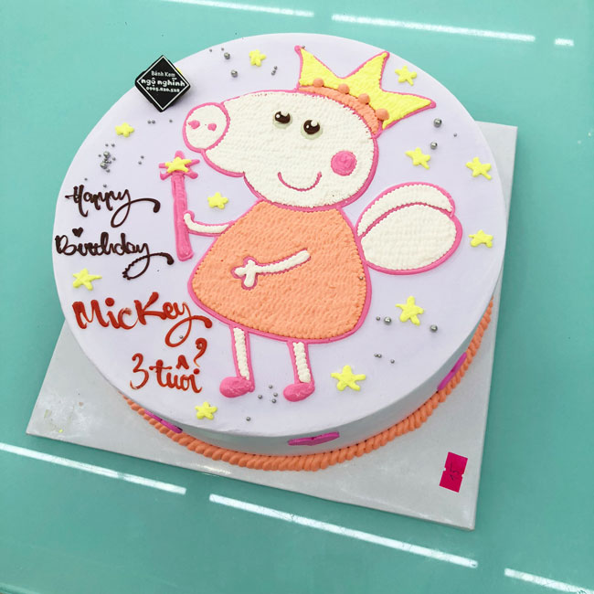 Bánh sinh nhật vẽ hoạt hình heo peppa: \