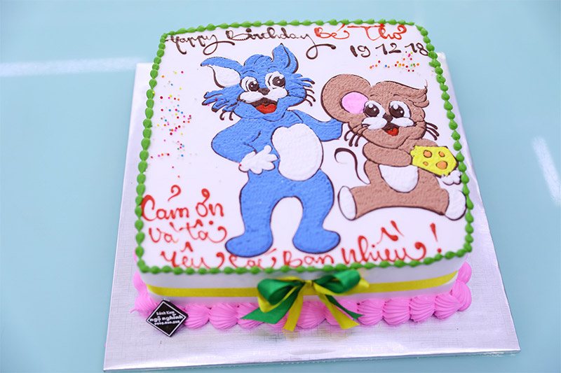 Bánh fondant chủ đề hoạt hình mèo và chuột tom and jerry  Tiny Pretty Cake