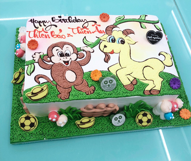 Bánh sinh nhật tuổi khỉ - Bánh sinh nhật 12 con giáp- Bánh sinh nhật tuổi  Thân- Hình ảnh bánh sinh nhật con khỉ