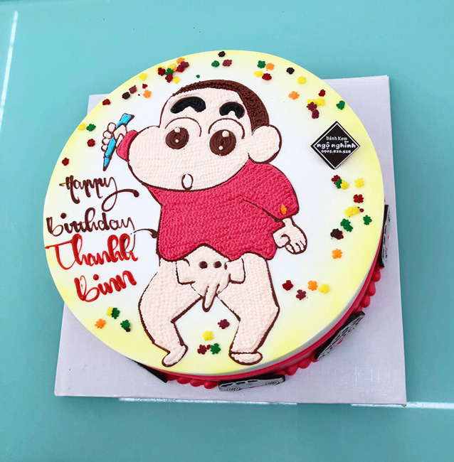 Bánh sinh nhật vẽ hoạt hình cậu bé bút chì Shin siêu dễ thương tặng bé bán  rất chạy  Bánh Kem Ngộ Nghĩnh