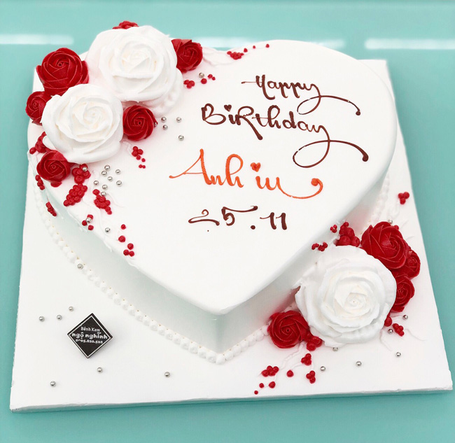 Bánh kem sinh nhật trái tim đỏ lãng mạn tặng chồng yêu - Bánh Thiên Thần :  Chuyên nhận đặt bánh sinh nhật theo mẫu