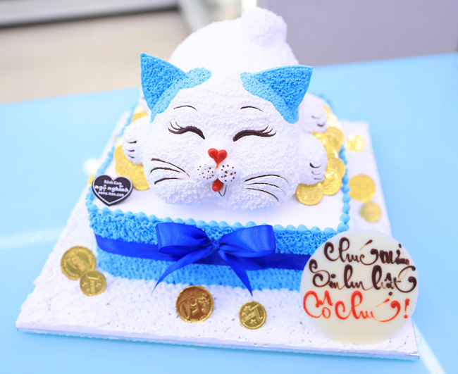 Bánh Kem Sinh Nhật Tạo Hình 3D Con Mèo Tuổi Mẹo Màu Trắng Siêu Dễ Thương | Bánh  Kem Ngộ Nghĩnh