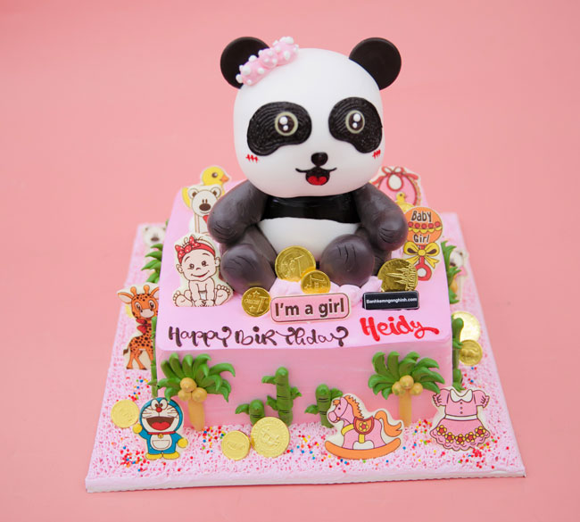 Bánh kem sinh nhật tạo hình 3d con gấu trúc gái bằng socola đáng yêu | Bánh Kem Ngộ Nghĩnh