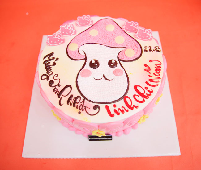Bánh gato sinh nhật vẽ hình cây nấm màu hồng dễ thương tặng bé gái | Bánh  Kem Ngộ Nghĩnh