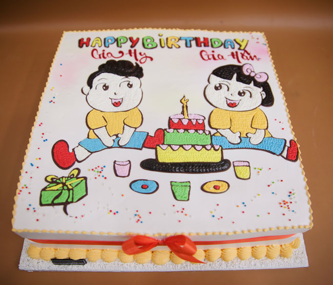 Bánh sinh nhật vẽ hình cô gái Happy birthday Đan Thùy MS1213  Bánh sinh  nhật bông lan trứng muối Tp HCM