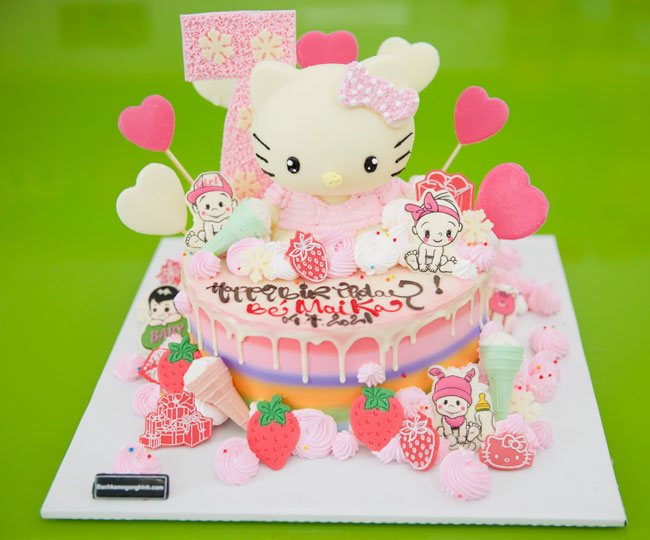 Bánh sinh nhật tạo hình 3d hello kitty hồng và số 7 trang trí siêu ...
