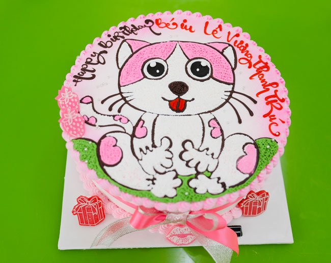 Bánh sinh nhật vẽ hình con mèo hồng tuổi mẹo xinh xắn đáng yêu | Bánh Kem  Ngộ Nghĩnh