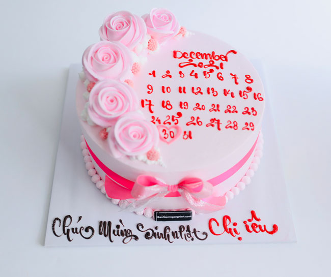 Bánh sinh nhật tạo hình 3d tờ lịch tháng 12 bắt hoa hồng xinh xắn ...