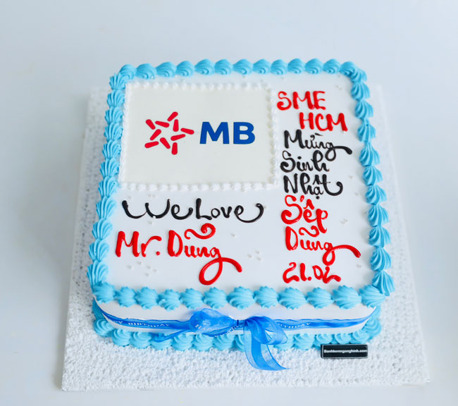Bánh sinh nhật in hình logo ngân hàng MB đẹp độc đáo tặng sếp nam ...