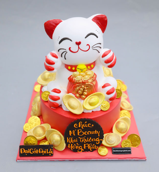 Bánh Sinh Nhật Tạo Hình 3D Mèo Thần Tài Khai Trương M'Beauty Độc Đáo | Bánh  Kem Ngộ Nghĩnh