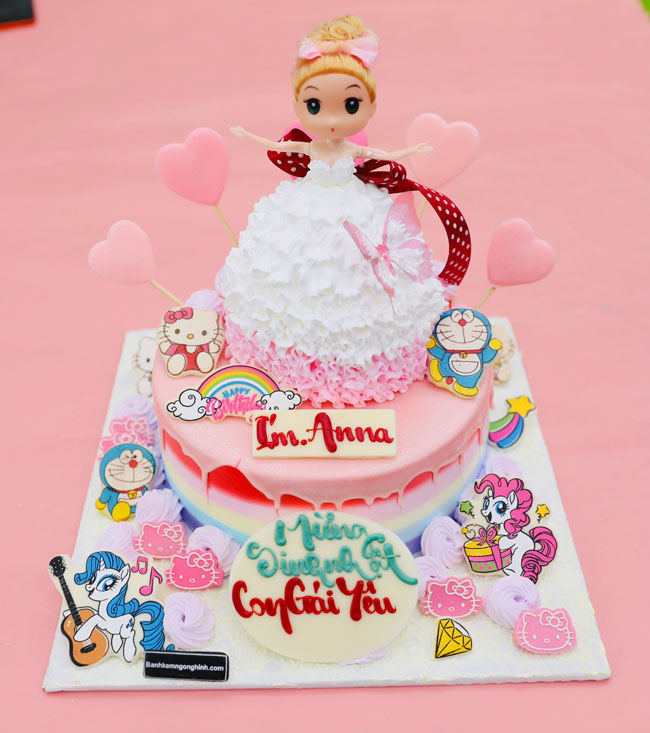 Bánh sinh nhật tạo hình 3d công chúa chibi trắng xinh xắn tặng con ...