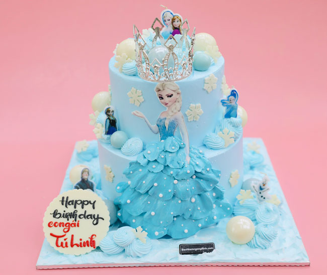 Bánh sinh nhật vẽ hình Elsa | Happy birthday Luân Pháp MSA80 • Kitacake