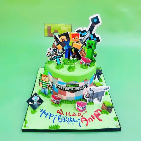 Bánh sinh nhật trang trí nhân vật hoạt hình minecraft dễ thương tặng bé ...