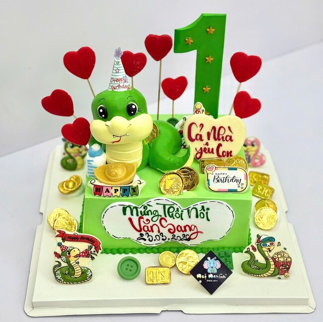 136 banh kem sinh nhat tao hinh 3d con ran tuoi ty
