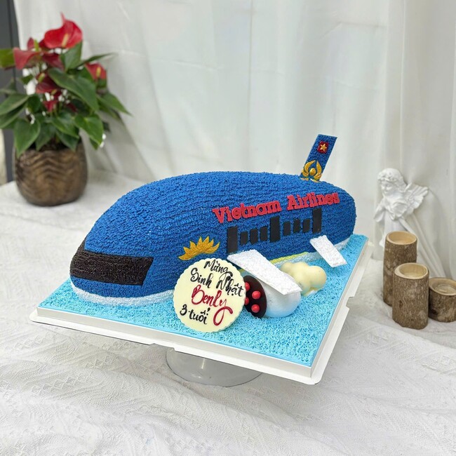 25 banh kem sinh nhat tao hinh 3d may bay mau xanh