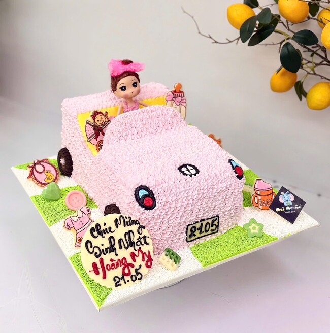 117 banh kem sinh nhat tao hinh 3d xe hong